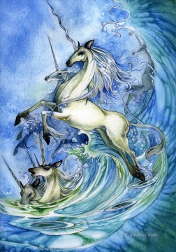 Fantasía popular Painting - el unicornio nacido de la espuma del mar Fantasía